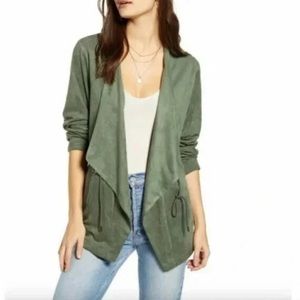 Blank NYC Hunter Green Domino Faux Suede Cardigan Women’s Size M